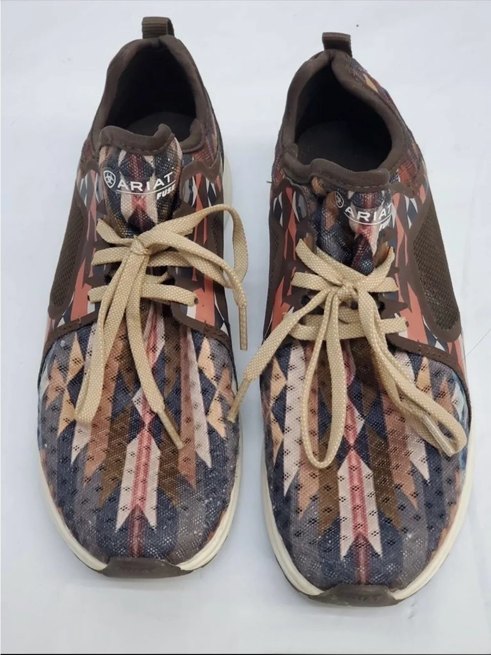 Ariat Neutral Aztec Fuse Lace-Up Tennis Shoes Size 7